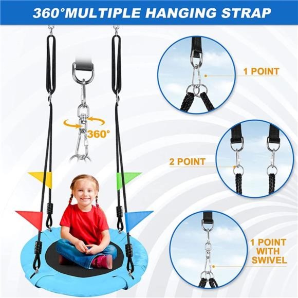 24 inch Kids Tree Swing, Outdoor Small Saucer Swing - 900D Oxford Platform Swing - Picture 2 of 6